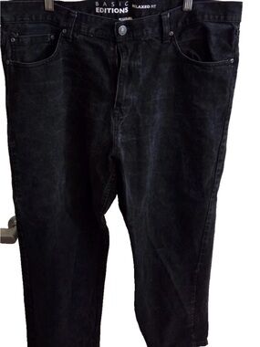 Basic Editions Jeans Mens 36 X 30 Black Denim Straight Leg
